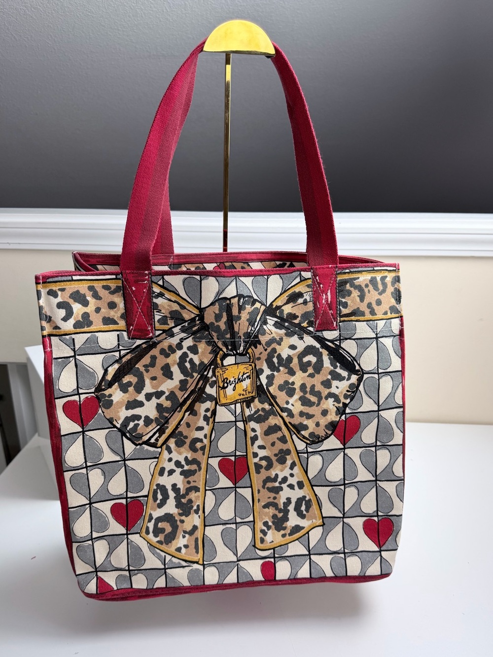 Brighton Wild Love Canvas Tote Bag with Hearts, Dog & Cat